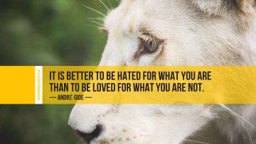 It is better to be hated for what you are than to be loved for what you are not. ~ André Gide