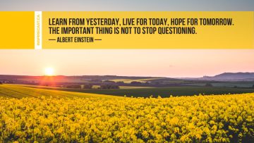 Learn from yesterday, live for today, hope for tomorrow. The important thing is not to stop questioning. ~ Albert Einstein